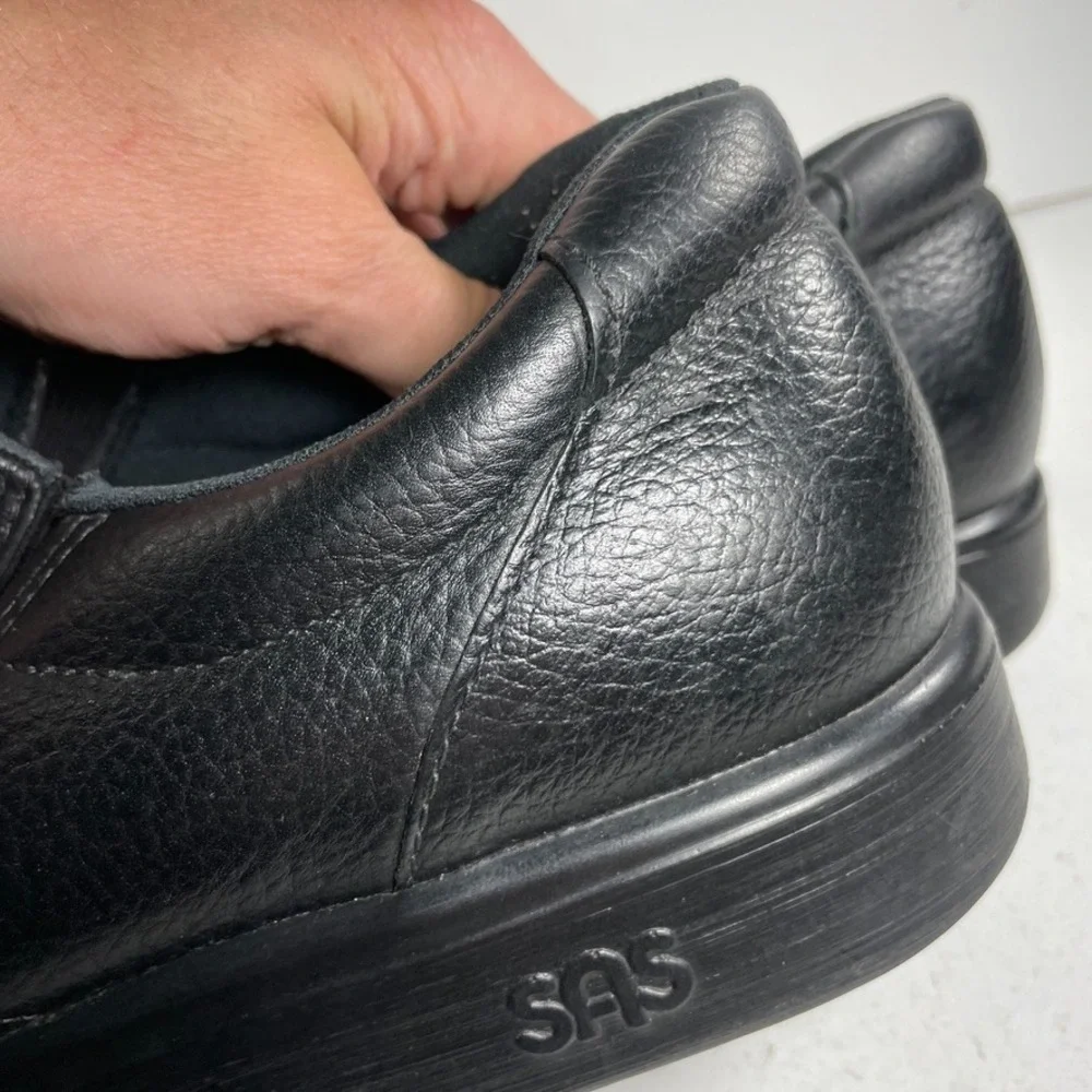 SAS Side Gore Loafers Mens Size 11 Wide Black Leather Orthotic Slip On Comfort